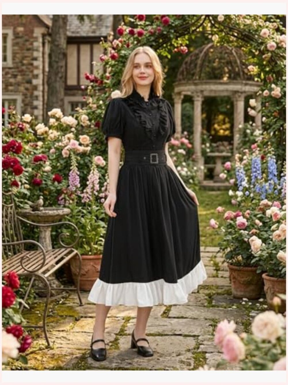 Victorian Blouse Gothic Shirt Short Sleeve Lolita Vintage Ruffle Tops - Picture 2 of 6